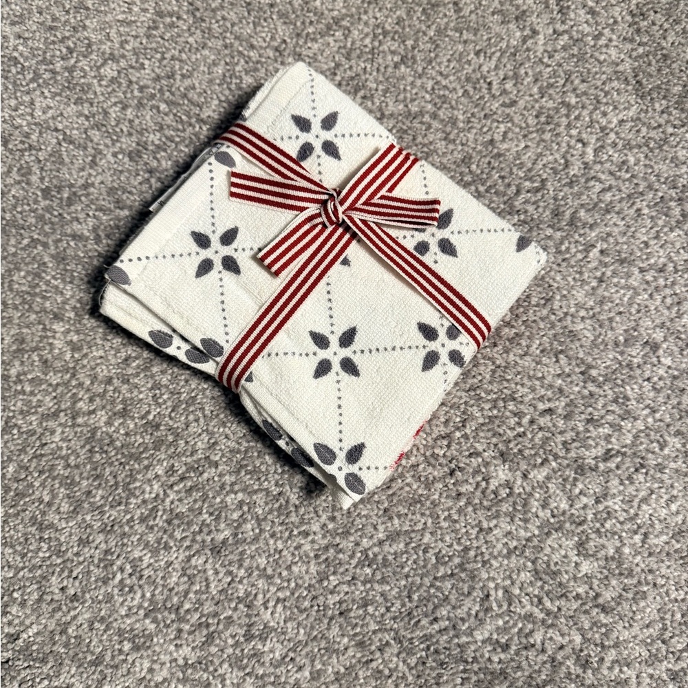 Festive Gray and Red Holiday Napkin Set